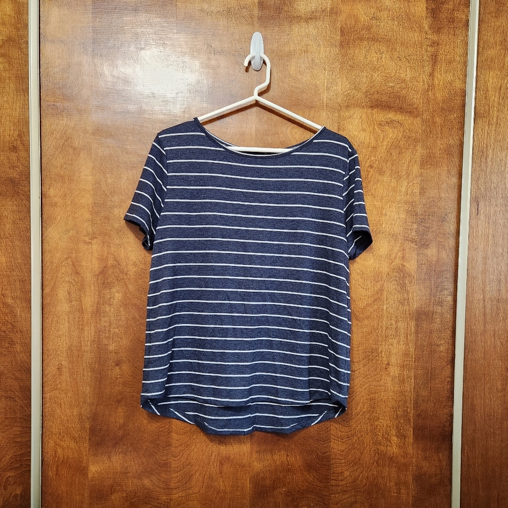 Navy Striped Women's Top Knit Tee